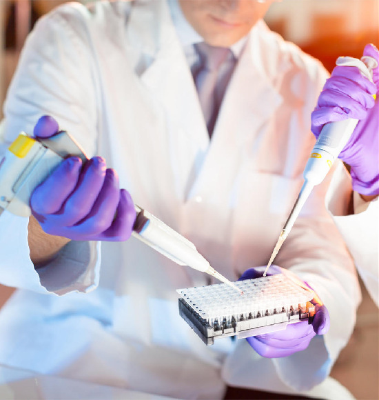 Lab personnel are working with pipette tips.