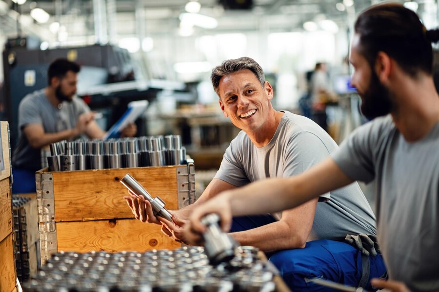 Workers preparing to manufacture products