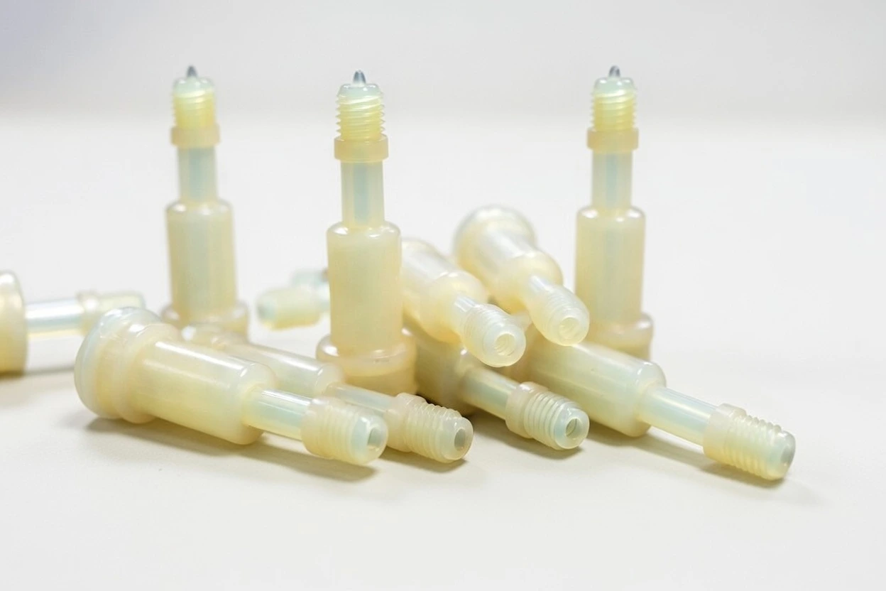 Medical-grade plastic Luer connectors used in disposable medical devices