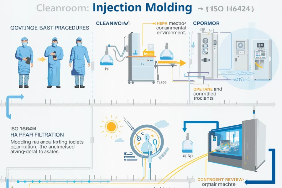 cleanroom injection molding process ISO 14644 contamination control