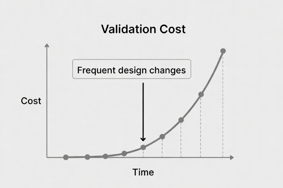 how design changes increase validation cost in medical molding non linear growth chart