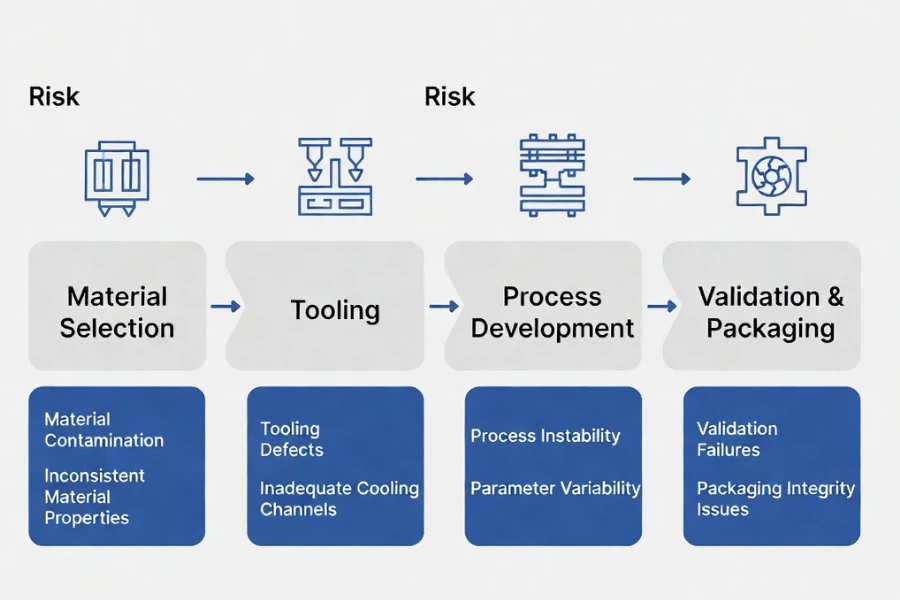 medical injection molding validation risk stages overview diagram