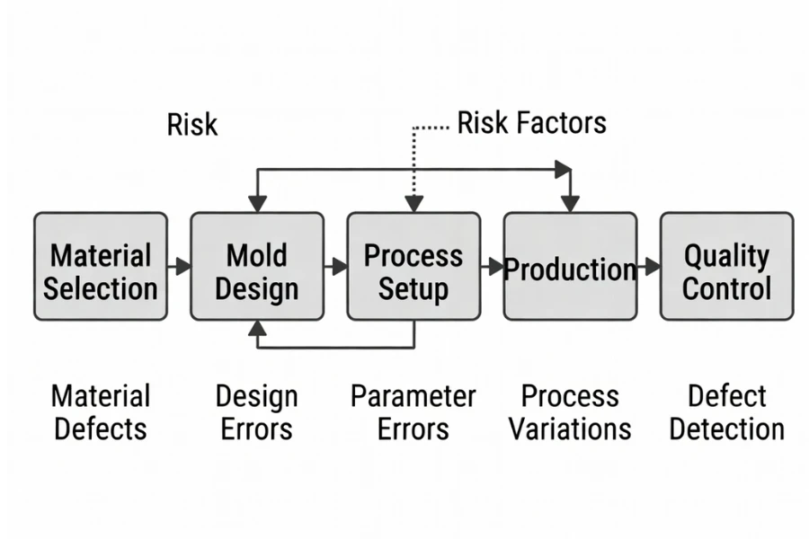 validation risk propagation in medical injection molding process flow