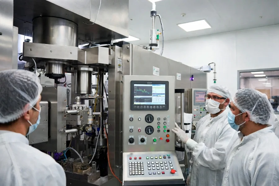 Injection molding machine monitoring process with real-time data display for medical manufacturing