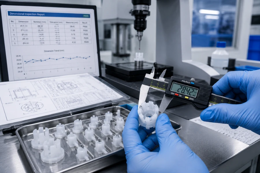Precision molded medical components ensuring packaging seal compatibility and dimensional stability