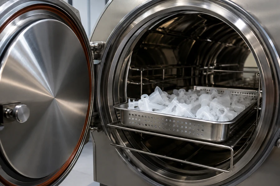 Autoclave sterilization process for medical injection molded polypropylene components