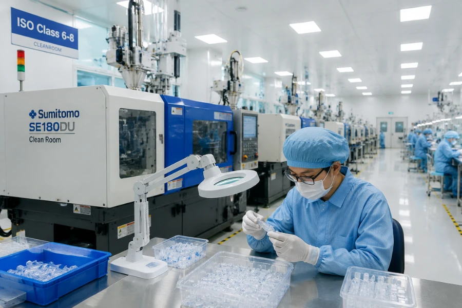 Sterile-ready medical injection molding in ISO Class 6–8 cleanroom