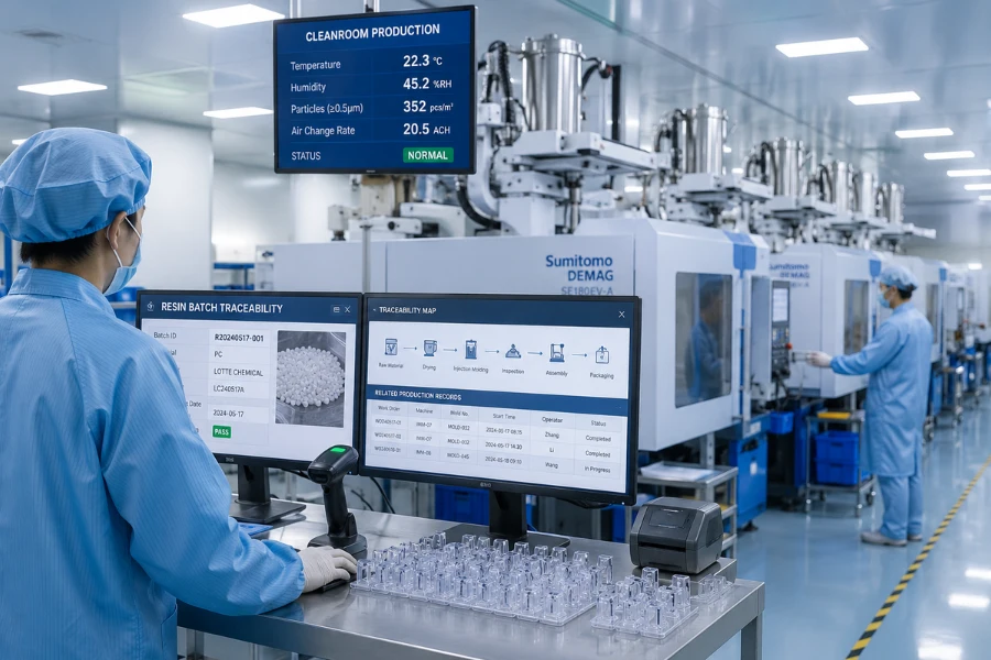 material traceability system in regulated medical injection molding facility