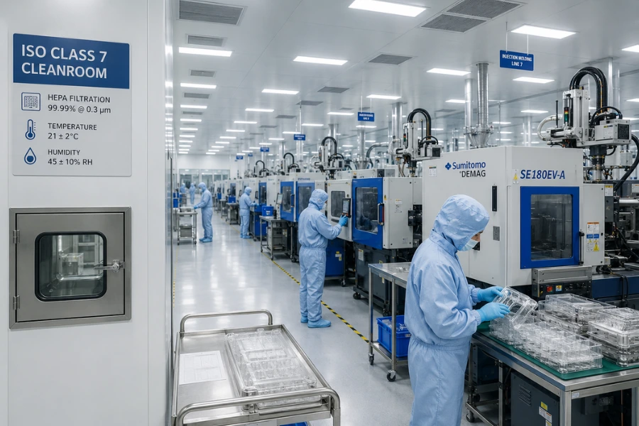 Engineer reviewing ISO 13485 certificate and quality management documentation