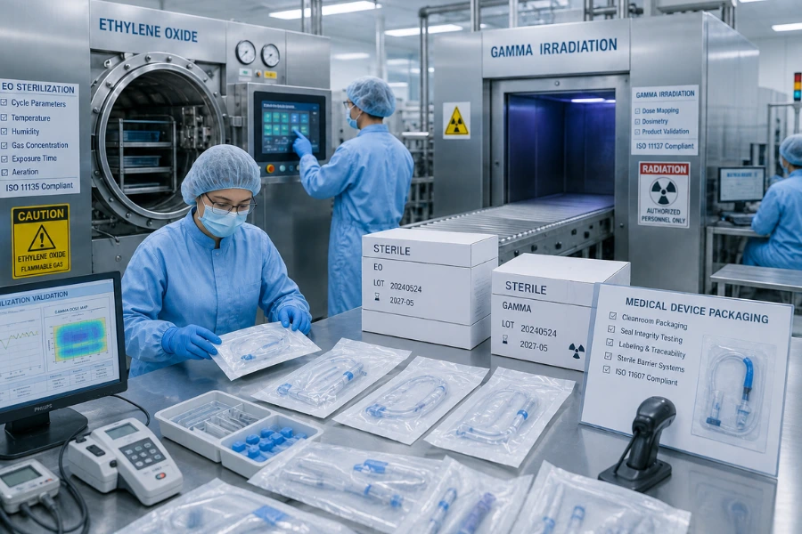 Medical device packaging and sterilization validation workflow