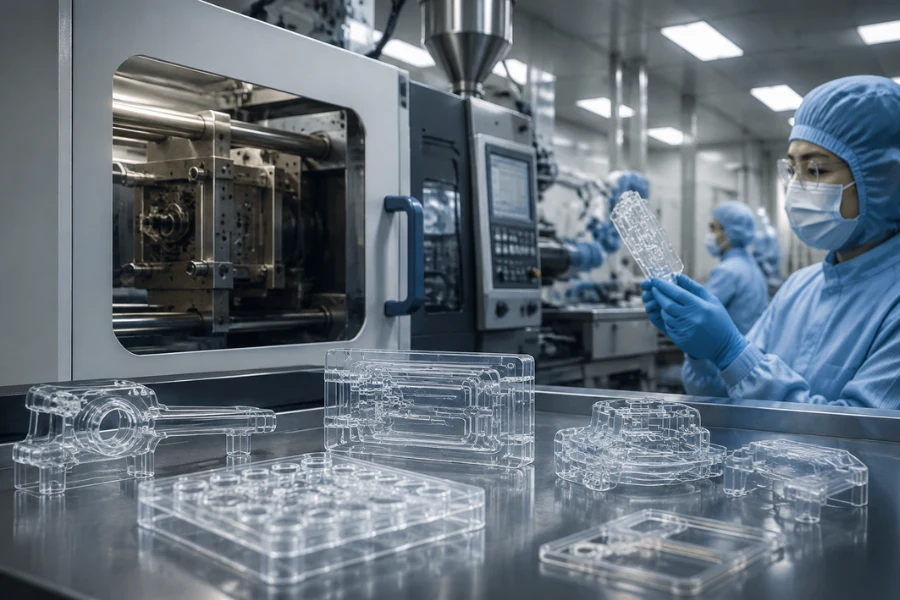 COC plastic for medical devices with precision injection molded optical components