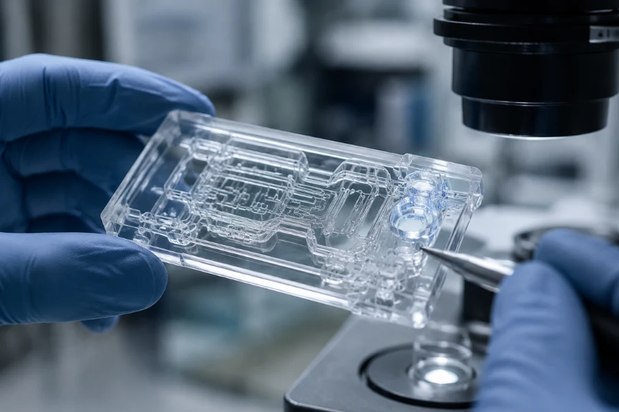 COC plastic dimensional stability for medical microfluidic devices