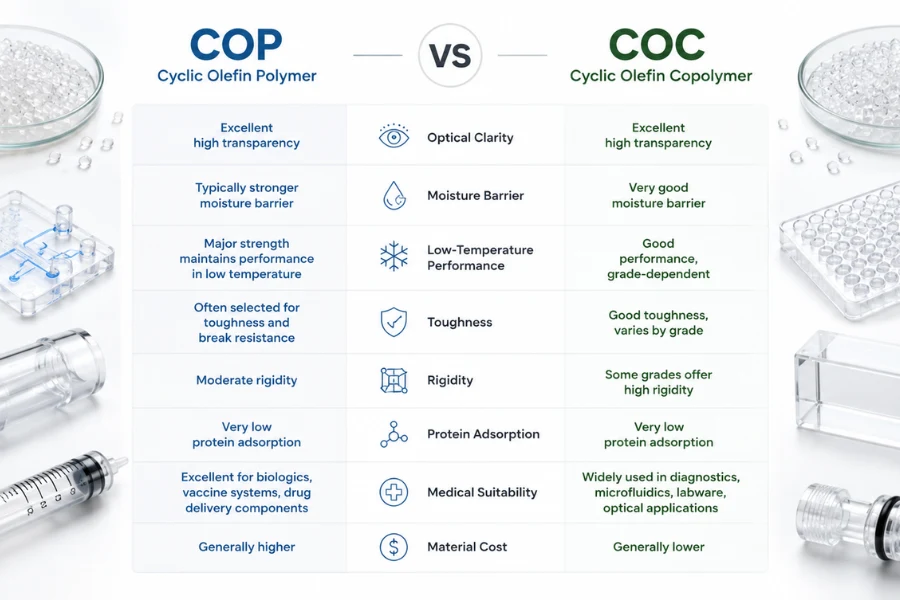 COP vs COC medical plastic properties for material selection