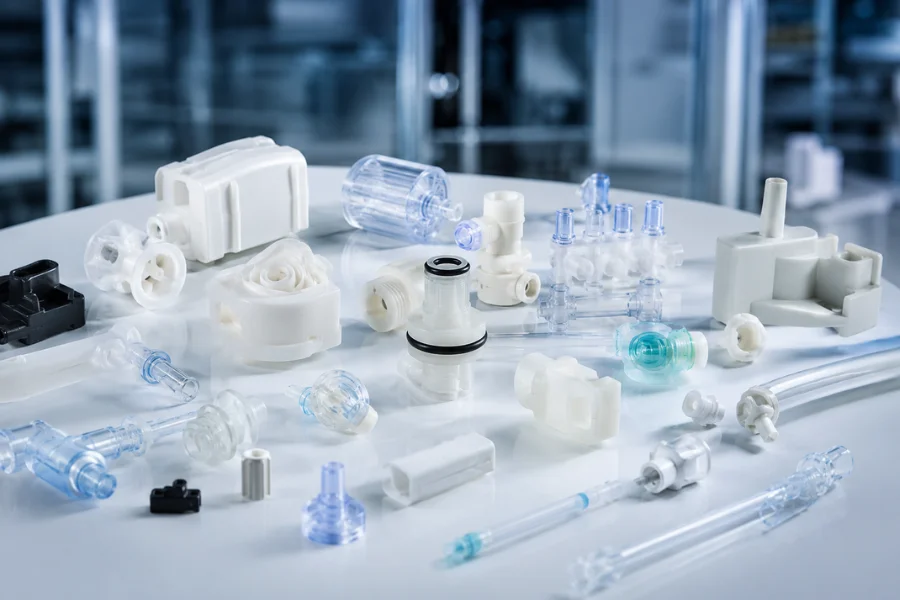 Nylon injection molded medical components including connectors housings and mechanical parts