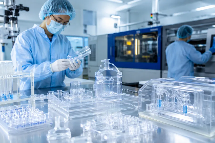 Medical PETG transparent plastic components used in diagnostic and medical devices