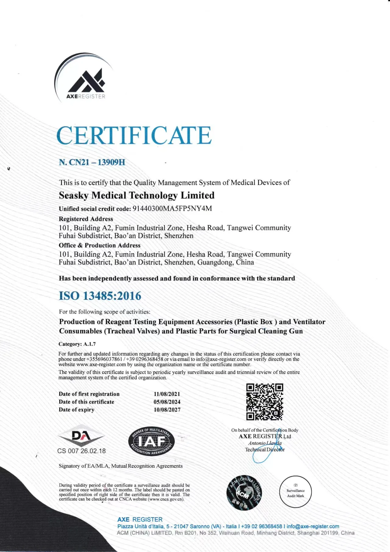 ISO certificate
