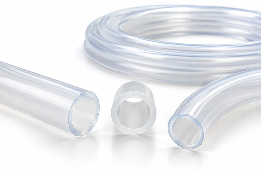 Flexible LDPE medical tubing showing the hollow lumen and tube wall structure